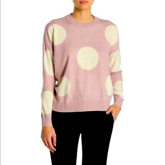 T Tahari Blush Polka Dot Sweater 